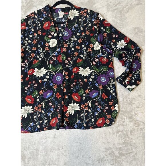 Women’s Chico’s Blouse Sheer Floral Print Multicolored Plus Size 3 16/18 - Picture 3 of 16